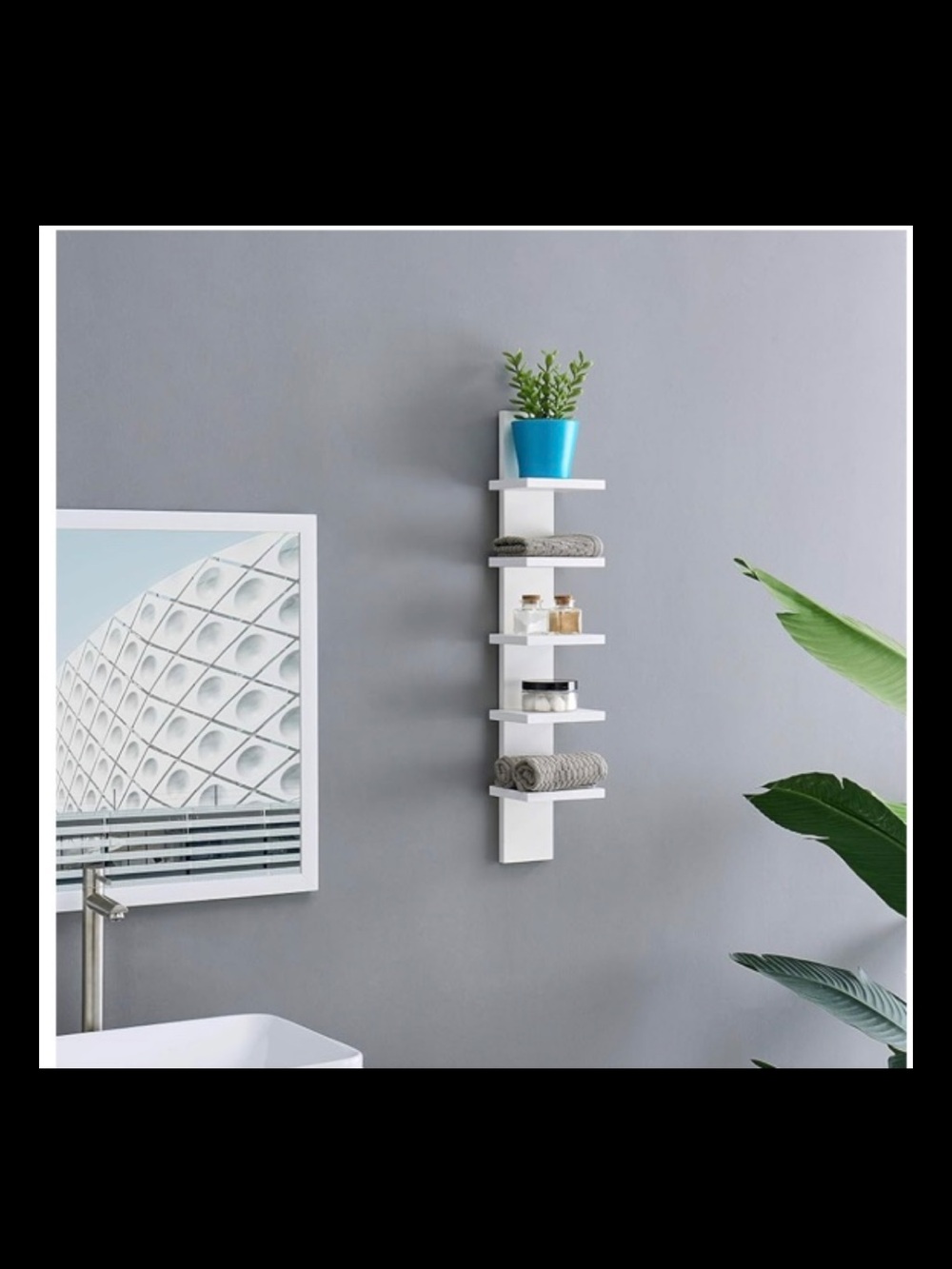 White Vertical Wall Shelf Organizer - Modern Home Wall Decor